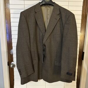 Zino Mens Houndstooth Two Button Wool Sport Coat Blazer Size 52R NEW